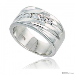 Gent's Perfect Quality Sterling Silver Brilliant Cut Cubic Zirconia Ring -Style Rcz528