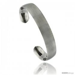 Titanium Domed Cuff Bangle Bracelet Matte finish Comfort-fit, 8 in long 12 mm 1/2 in wide