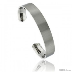 Titanium Flat Cuff Bangle Bracelet Matte finish Comfort-fit, 8 in long 12 mm 1/2 in wide