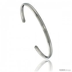 Titanium Domed Cuff Bangle Bracelet Highly Polished Comfort-fit, 8 in long 4 mm 3/16 in wide