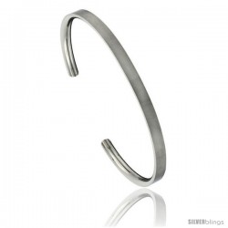Titanium Flat Cuff Bangle Bracelet Matte finish Comfort-fit, 8 in long 4 mm 3/16 in wide