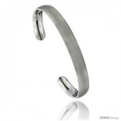 Titanium Domed Cuff Bangle Bracelet Matte finish Comfort-fit, 8 in long 8 mm 5/16 in wide