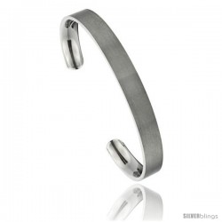 Titanium Flat Cuff Bangle Bracelet Matt finish Comfort-fit, 8 in long 8 mm 5/16 in wide