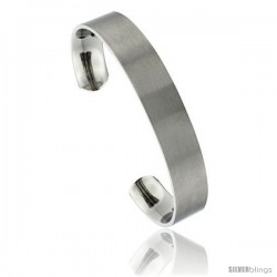 Titanium Flat Cuff Bangle Bracelet Gold Dot Ends Matte finish Comfort-fit, 8 in long 12 mm 1/2 in wide