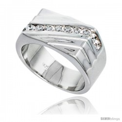 Gent's Perfect Quality Sterling Silver Brilliant Cut Cubic Zirconia Ring -Style Rcz530