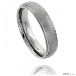 Titanium 6mm Domed Wedding Band Ring Matte Finish recessed Edges Comfort-fit