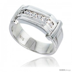 Gent's Perfect Quality Sterling Silver Brilliant Cut Cubic Zirconia Ring -Style Rcz531