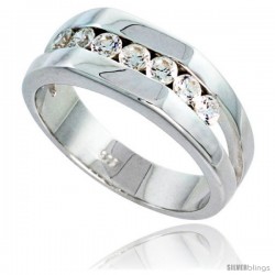 Gent's Perfect Quality Sterling Silver Brilliant Cut Cubic Zirconia Ring -Style Rcz532