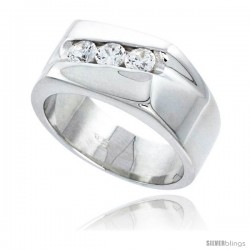 Gent's Perfect Quality Sterling Silver Brilliant Cut Cubic Zirconia Ring -Style Rcz533