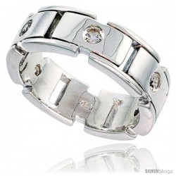 Gent's Perfect Quality Sterling Silver Brilliant Cut Cubic Zirconia Ring -Style Rcz535