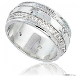 Gent's Perfect Quality Sterling Silver Brilliant Cut Cubic Zirconia Ring -Style Rcz536