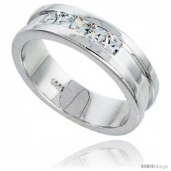 Gent's Perfect Quality Sterling Silver Brilliant Cut Cubic Zirconia Ring -Style Rcz538