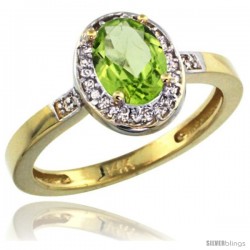 14k Yellow Gold Diamond Peridot Ring 1 ct 7x5 Stone 1/2 in wide