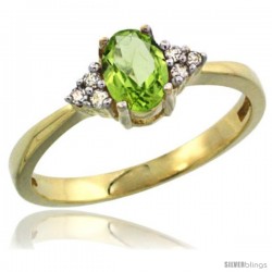 14k Yellow Gold Ladies Natural Peridot Ring oval 6x4 Stone Diamond Accent