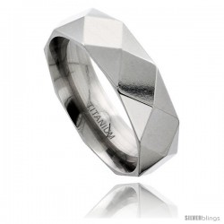 Titanium 8mm Faceted Wedding Band Ring Comfort-fit