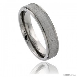 Titanium 6mm Flat Wedding Band Ring Brushed center Recessed Edges Comfort-fit