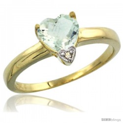 10K Yellow Gold Natural Green Amethyst Heart-shape 7x7 Stone Diamond Accent