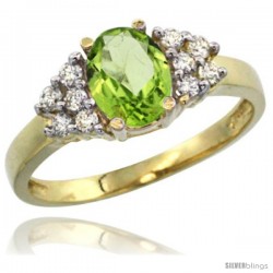 14k Yellow Gold Ladies Natural Peridot Ring oval 8x6 Stone Diamond Accent