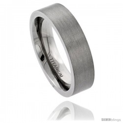 Titanium 6mm Flat Wedding Band Ring Matte Finish Comfort-fit