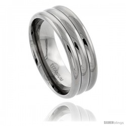 Titanium 9mm Wedding Band Ring Polished finish 3 Dome Pattern Comfort-fit