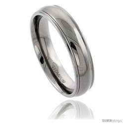 Titanium 6mm Domed Wedding Band Ring Raised Edges Comfort-fit