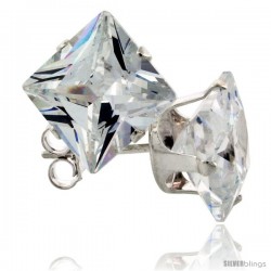 Sterling Silver Princess cut Cubic Zirconia Stud Earrings 8 cttw