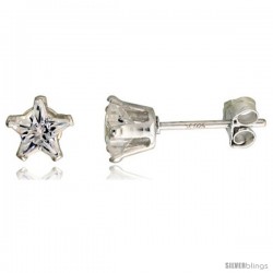 Sterling Silver Cubic Zirconia Stud Earrings 5 mm Star Shape