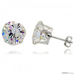 Sterling Silver Cubic Zirconia Stud Earrings 8 cttw Brilliant-cut