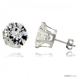 Sterling Silver Cubic Zirconia Stud Earrings 10 cttw Brilliant-cut