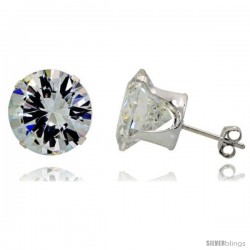 Sterling Silver Cubic Zirconia Stud Earrings 13.5 cttw Brilliant-cut