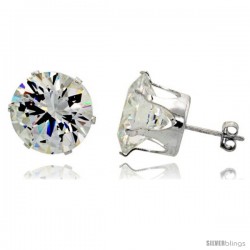 Sterling Silver Cubic Zirconia Stud Earrings 17 cttw Brilliant-cut