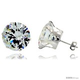 Sterling Silver Cubic Zirconia Stud Earrings 21 cttw Brilliant-cut