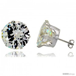 Sterling Silver Cubic Zirconia Stud Earrings 26 cttw Brilliant-cut