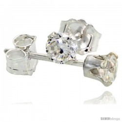 Sterling Silver small Cubic Zirconia Stud Earrings 1/4 cttw Brilliant-cut