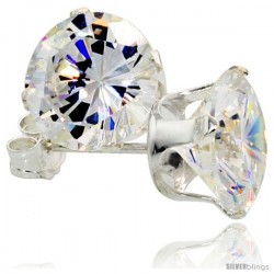 Sterling Silver Cubic Zirconia Stud Earrings 4 cttw Brilliant-cut