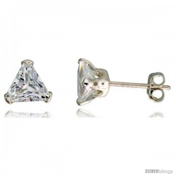 Sterling Silver Cubic Zirconia Stud Earrings 1 1/2 cttw Trillion Shape