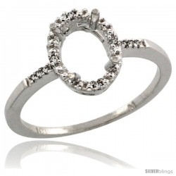 10k White Gold Semi-Mount ( 8x6 mm ) Oval Stone Ring w/ 0.033 Carat Brilliant Cut Diamonds, 13/32 in. (10.5mm) wide