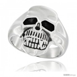 Surgical Steel Skull Ring 13/16 in long