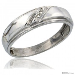 Sterling Silver Ladies' Diamond Wedding Band Rhodium finish, 7/32 in wide