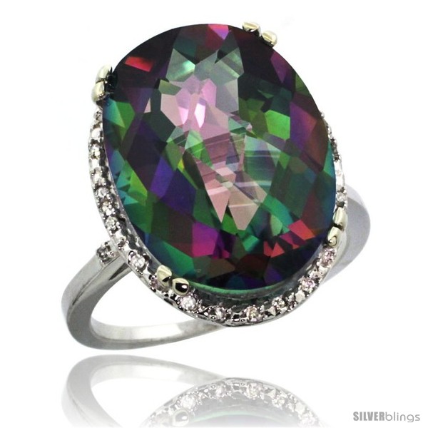 Macy's Mystic Topaz (1-1/2 ct. t.w.) and Diamond (1/8 Ring 14k White Gold |  CoolSprings Galleria