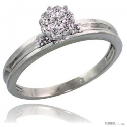 Sterling Silver Diamond Engagement Ring Rhodium finish, 1/8 in wide -Style Ag004er