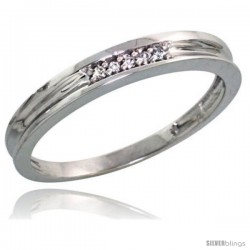 Sterling Silver Ladies' Diamond Wedding Band Rhodium finish, 1/8 in wide -Style Ag004lb