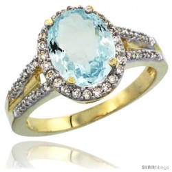 14k Yellow Gold Ladies Natural Aquamarine Ring oval 10x8 Stone Diamond Accent