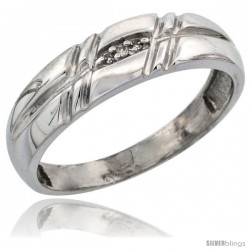 Sterling Silver Ladies' Diamond Wedding Band Rhodium finish, 7/32 in wide -Style Ag005lb