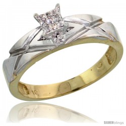 10k Yellow Gold Diamond Engagement Ring 0.06 cttw Brilliant Cut, 3/16 in wide