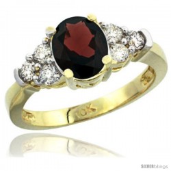 10k Yellow Gold Ladies Natural Garnet Ring oval 9x7 Stone