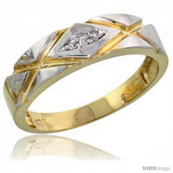 10k Yellow Gold Ladies Diamond Wedding Band Ring 0.02 cttw Brilliant Cut, 3/16 in wide