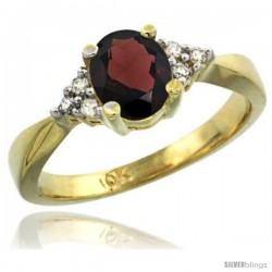 10k Yellow Gold Ladies Natural Garnet Ring oval 7x5 Stone -Style Cy910168