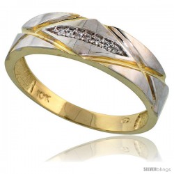 10k Yellow Gold Mens Diamond Wedding Band Ring 0.04 cttw Brilliant Cut, 1/4 in wide