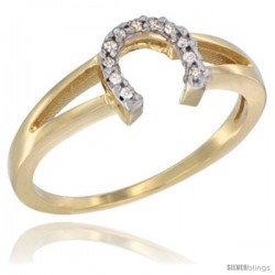 10K Yellow Gold Ladies Diamond Horseshoe Ring, 0.06 cttw, 1/4 in wide